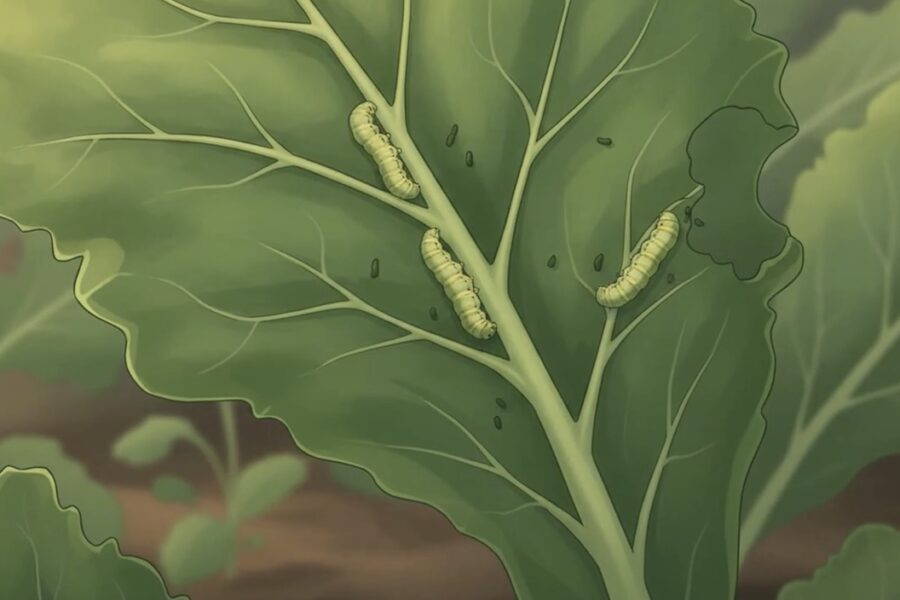 cabbage worm on kale