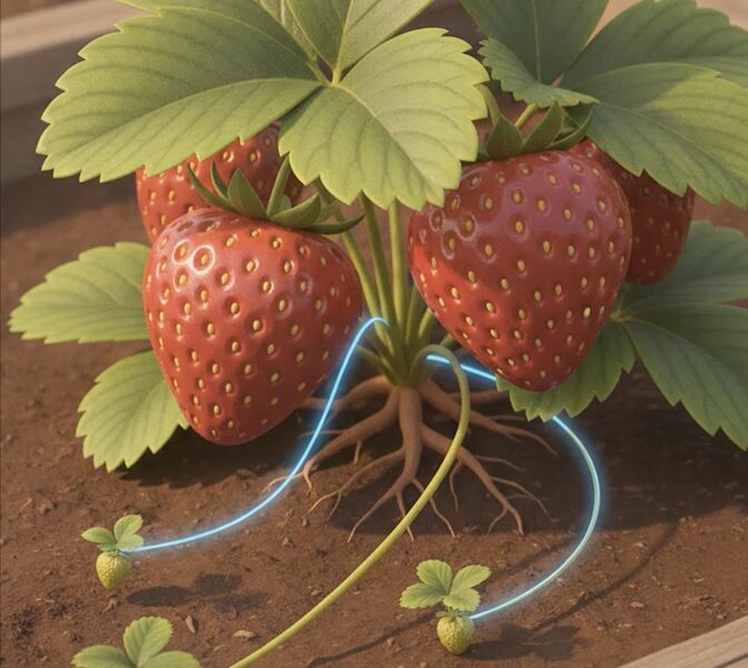 strawberries touching wet soil